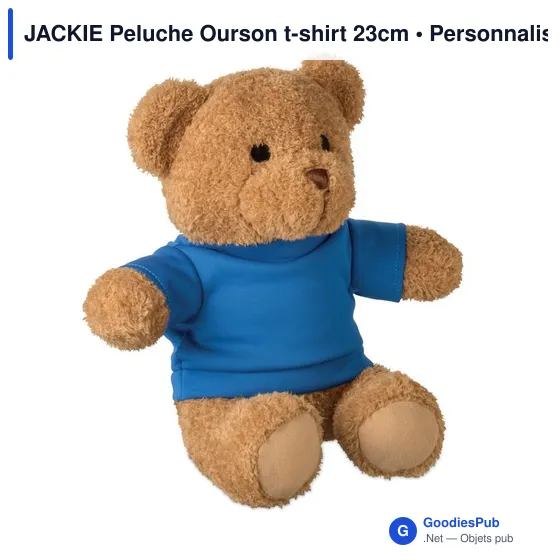 Peluche Ourson personnalisable avec t-shirt pour logo - JACKIE - Image 5