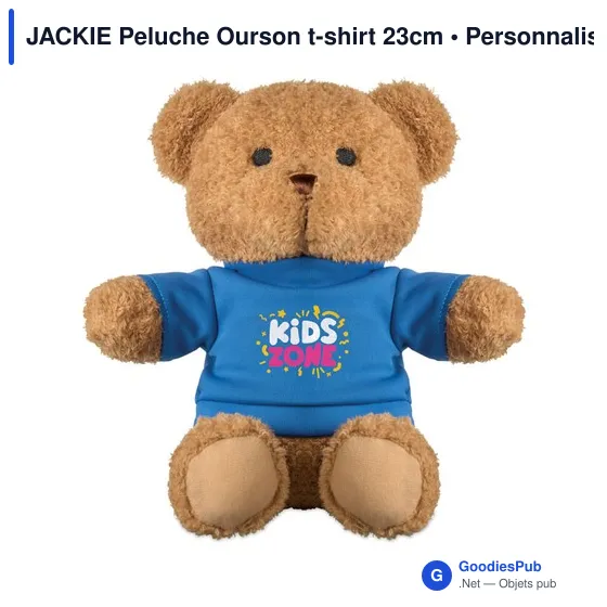 Peluche Ourson personnalisable avec t-shirt pour logo - JACKIE - Image 8
