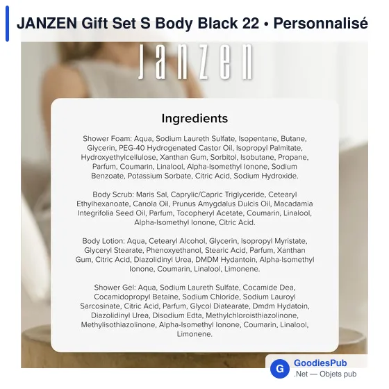 Set cosmétique personnalisable avec logo - JANZEN Gift Set S Body Black 22 - Image 4