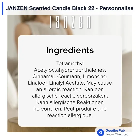 Bougie parfumée personnalisable JANZEN Scented Candle Black 22avec logo - Image 6