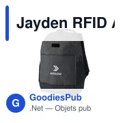 Sac à dos anti-vol personnalisable Jayden RFID avec logo - Miniature 1