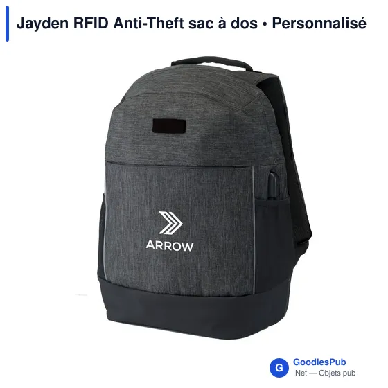 Sac à dos anti-vol personnalisable Jayden RFID avec logo - Image 1