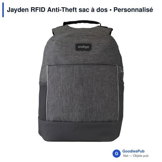 Sac à dos anti-vol personnalisable Jayden RFID avec logo - Image 3
