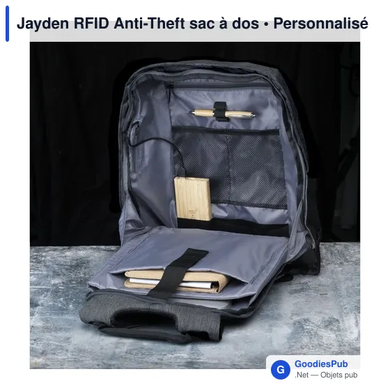 Sac à dos anti-vol personnalisable Jayden RFID avec logo - Image 5