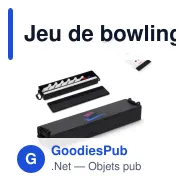 Jeu de bowling de table personnalisable noir avec logo - Mini quilles - Miniature 1