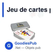 Jeu de cartes personnalisable en boîte métal avec logo - Fer-blanc - Miniature 1