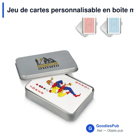 Jeu de cartes personnalisable en boîte métal avec logo - Fer-blanc