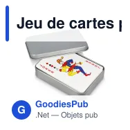 Jeu de cartes personnalisable en boîte métal avec logo - Fer-blanc - Miniature 3