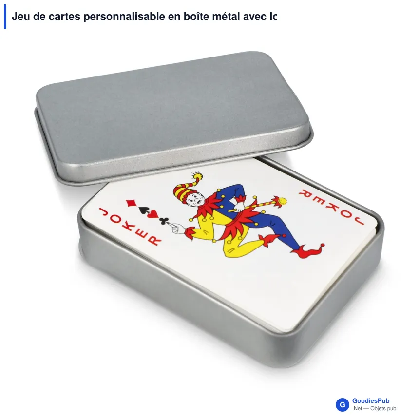Jeu de cartes personnalisable en boîte métal avec logo - Fer-blanc - Image 3