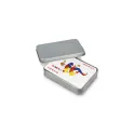 Variante Argent / Rouge - Jeu de cartes personnalisable en boîte métal avec logo - Fer-blanc