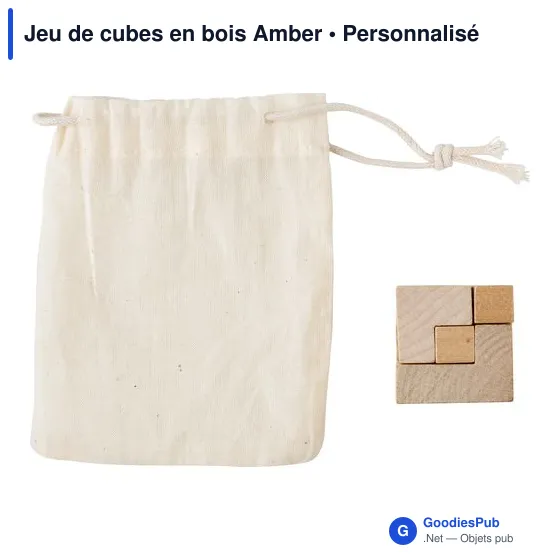 Jeu de cubes en bois personnalisable avec logo - Amber - Image 1