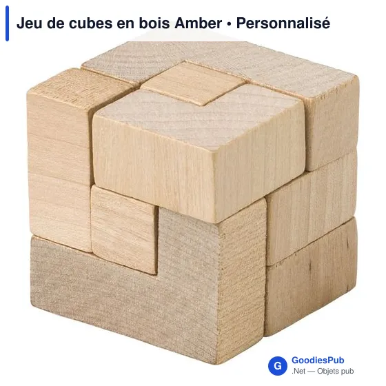 Jeu de cubes en bois personnalisable avec logo - Amber - Image 2