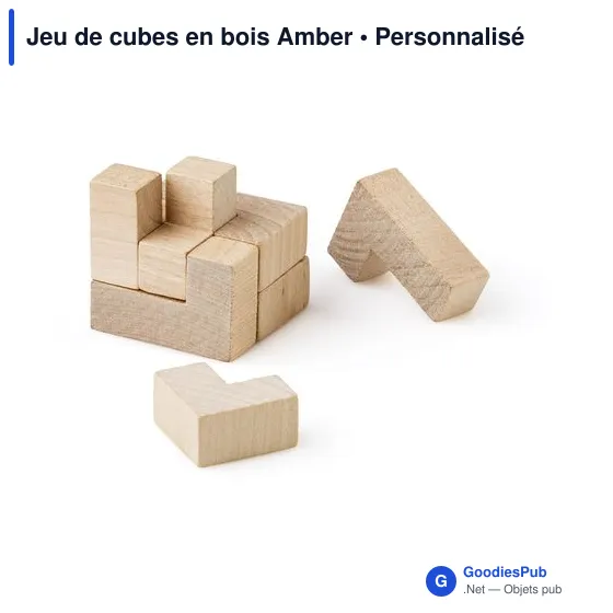Jeu de cubes en bois personnalisable avec logo - Amber - Image 4