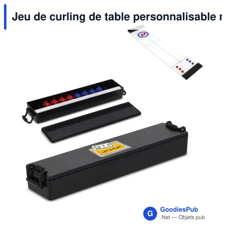 Jeu de curling de table personnalisable noir avec logo - Mini curling