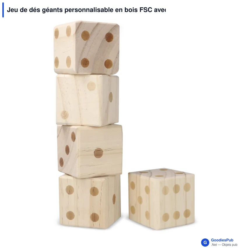 Jeu de dés géants personnalisable en bois FSC avec logo - InSideOut - Image 2