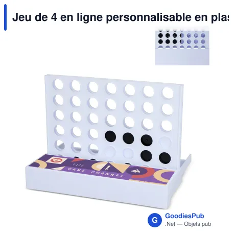 Jeu de 4 en ligne personnalisable en plastique recyclé avec logo - Blanc