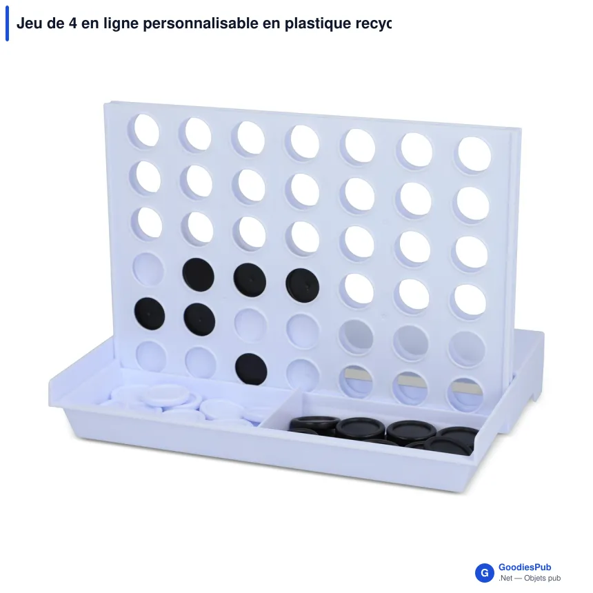 Jeu de 4 en ligne personnalisable en plastique recyclé avec logo - Blanc - Image 2