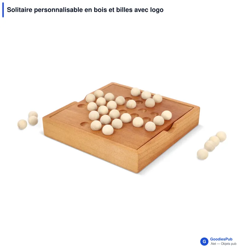 Solitaire personnalisable en bois et billes avec logo - Jeu de patience - Image 2
