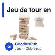 Jeu de tour en bois personnalisable en pochette avec logo - Jeu d'adresse - Miniature 1