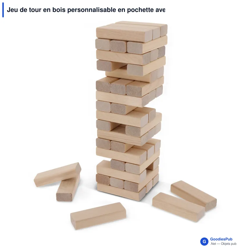 Jeu de tour en bois personnalisable en pochette avec logo - Jeu d'adresse - Image 2