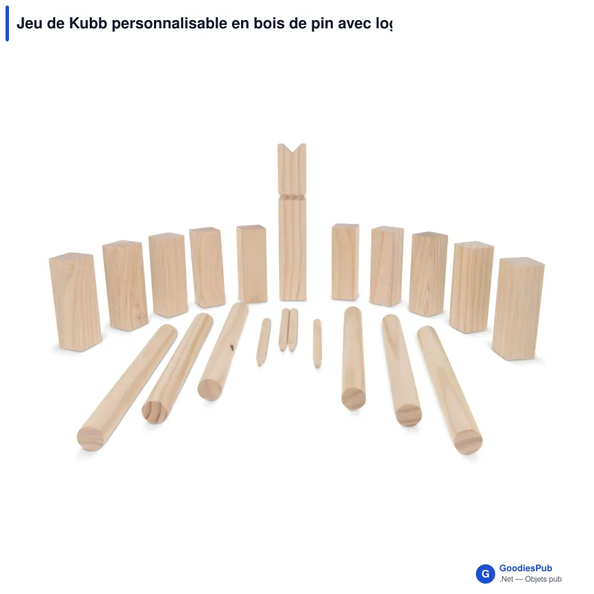 Jeu de Kubb personnalisable en bois de pin avec logo - Livré en pochette - Image 2