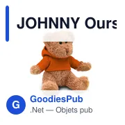JOHNNY Ours en peluche avec t-shirt - Miniature 1