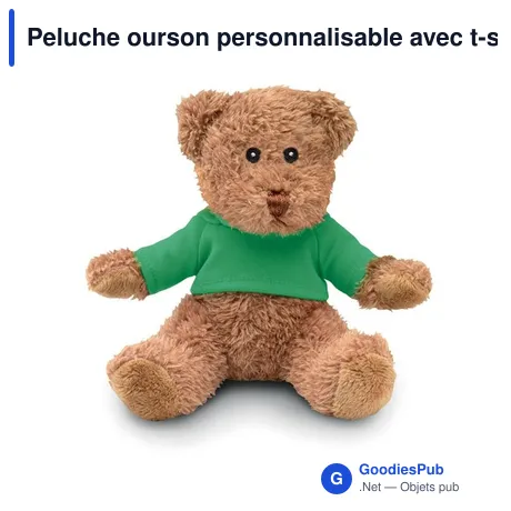 Peluche ourson personnalisable avec t-shirt - JOHNNY Tavec logo