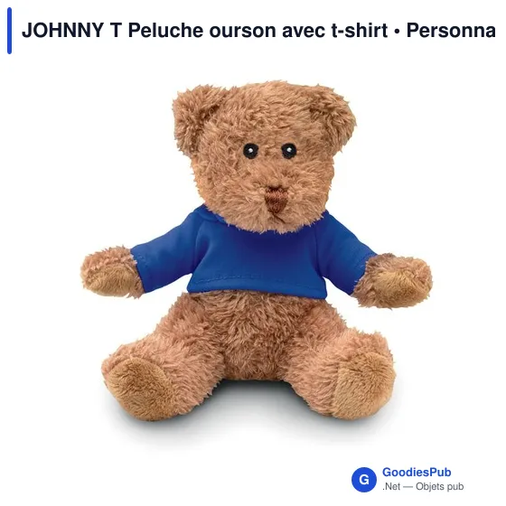Peluche ourson personnalisable avec t-shirt - JOHNNY Tavec logo - Image 2