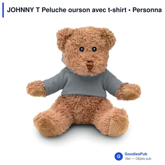 Peluche ourson personnalisable avec t-shirt - JOHNNY Tavec logo - Image 4