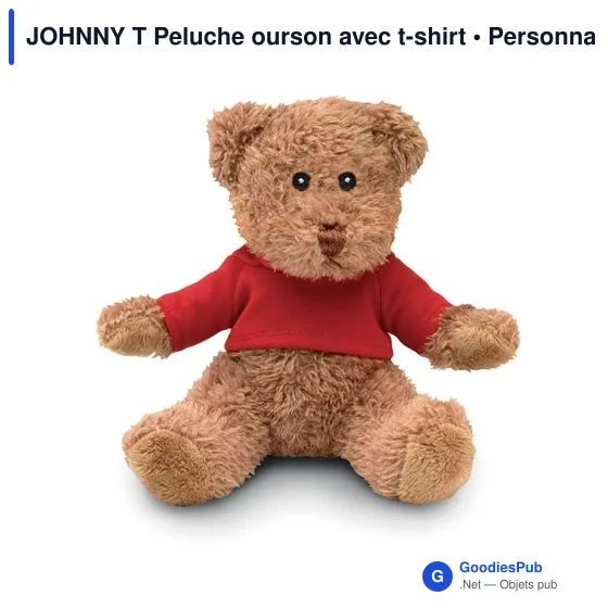 Peluche ourson personnalisable avec t-shirt - JOHNNY Tavec logo - Image 5