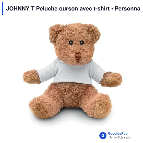 Peluche ourson personnalisable avec t-shirt - JOHNNY Tavec logo - Image 6