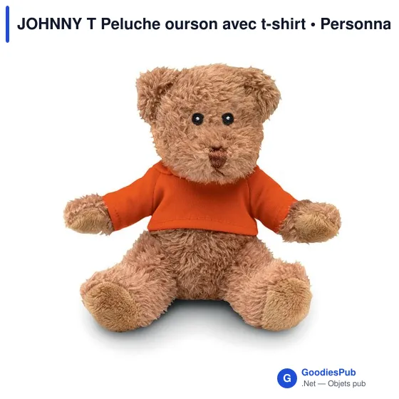 Peluche ourson personnalisable avec t-shirt - JOHNNY Tavec logo - Image 7