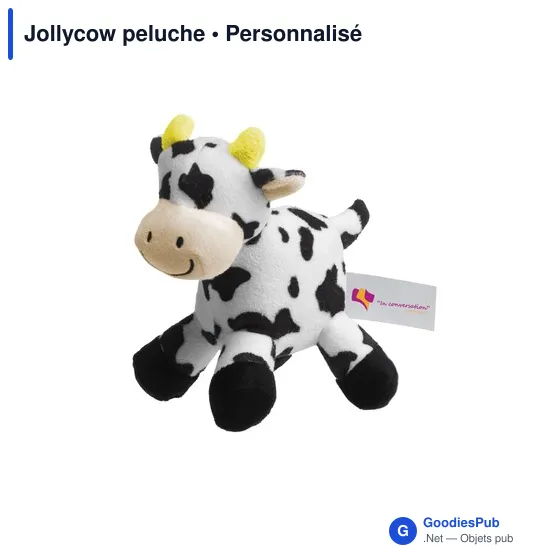 Peluche personnalisable Jollycow avec logo pour vos goodies entreprise - Image 1
