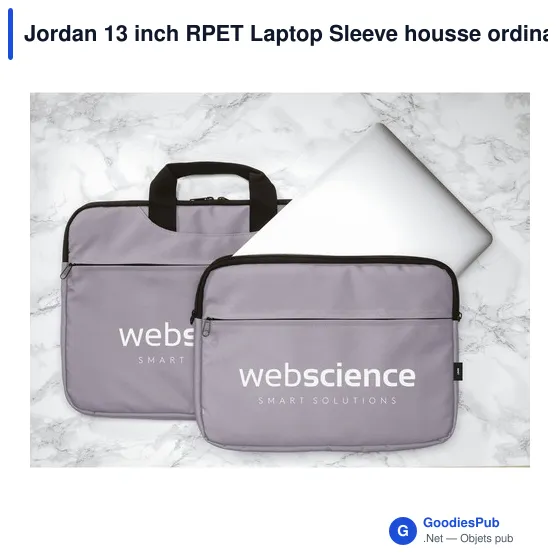 Jordan 13 inch RPET Laptop Sleeve housse ordinateur personnalisé avec logo entreprise - Image 2