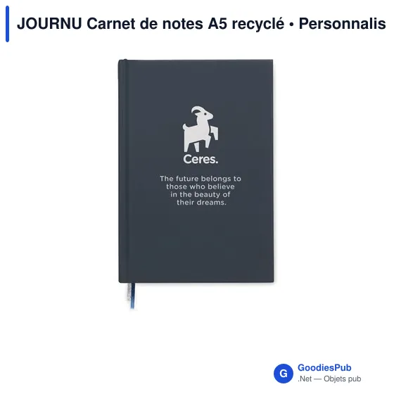 Carnet de notes A5 personnalisable en papier recyclé - JOURNUavec logo - Image 3