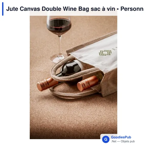 Sac à vin personnalisable en jute pour deux bouteilles - Jute Canvas Doubleavec logo - Image 2
