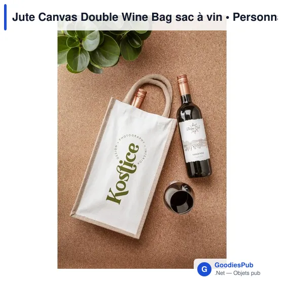 Sac à vin personnalisable en jute pour deux bouteilles - Jute Canvas Doubleavec logo - Image 3