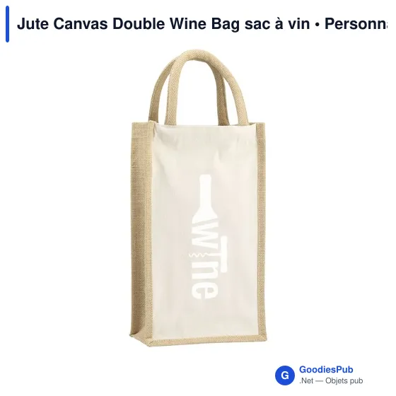 Sac à vin personnalisable en jute pour deux bouteilles - Jute Canvas Doubleavec logo - Image 4