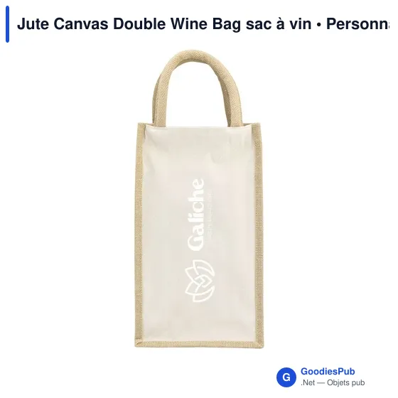 Sac à vin personnalisable en jute pour deux bouteilles - Jute Canvas Doubleavec logo - Image 5