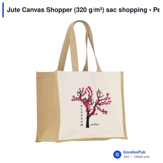 Sac shopping personnalisable Jute Canvas Shopper avec logo - Image 3