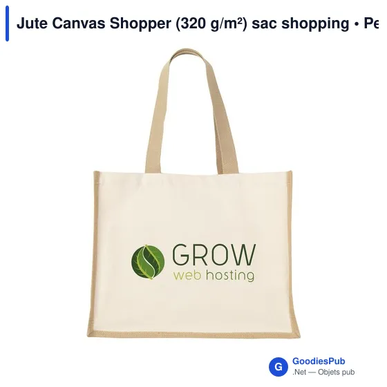 Sac shopping personnalisable Jute Canvas Shopper avec logo - Image 4