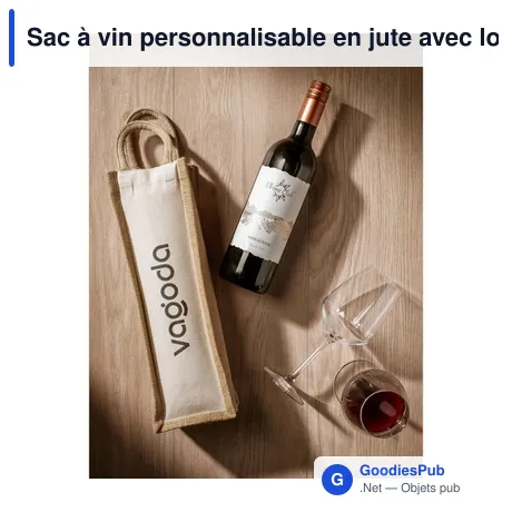 Sac à vin personnalisable en jute avec logo - Jute Canvas Wine Bag