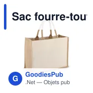Sac fourre-tout personnalisable en jute et coton beige avec logo - 42 x 32 cm - Miniature 2
