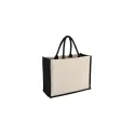 Variante Noir - Sac fourre-tout personnalisable en jute et coton coloré avec logo - 42 x 32 cm