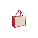 Variante Rouge - Sac fourre-tout personnalisable en jute et coton coloré avec logo - 42 x 32 cm