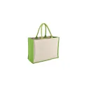 Variante Vert clair - Sac fourre-tout personnalisable en jute et coton coloré avec logo - 42 x 32 cm