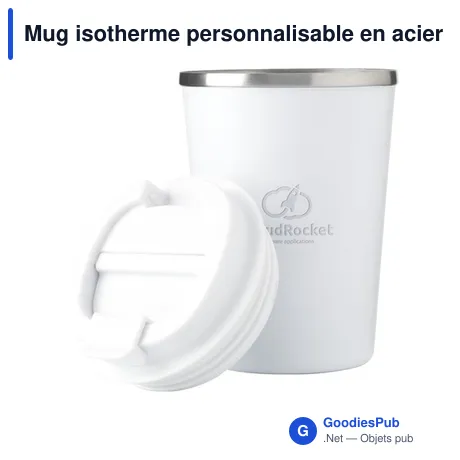 Mug isotherme personnalisable en acier inoxydable recyclé avec logo