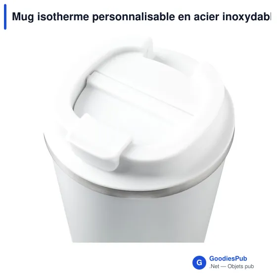 Mug isotherme personnalisable en acier inoxydable recyclé avec logo - Image 2