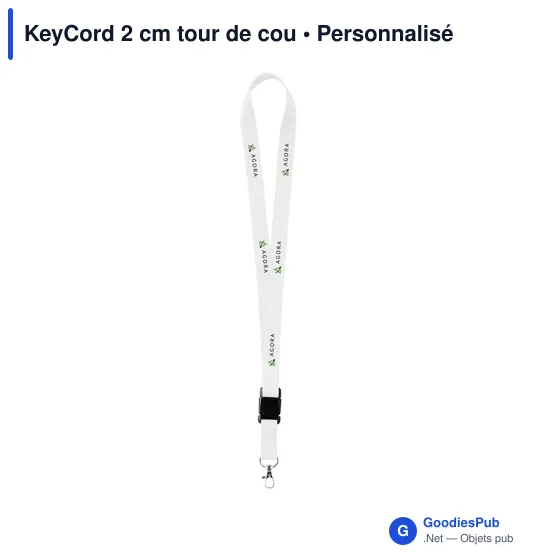 Tour de cou personnalisable KeyCord 2 cm avec logo - Image 1