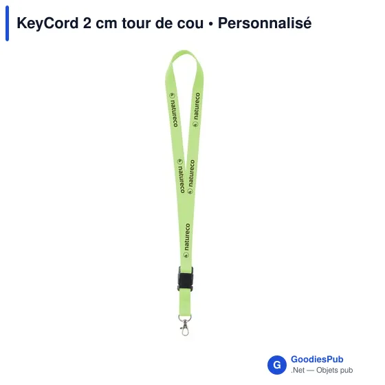 Tour de cou personnalisable KeyCord 2 cm avec logo - Image 2